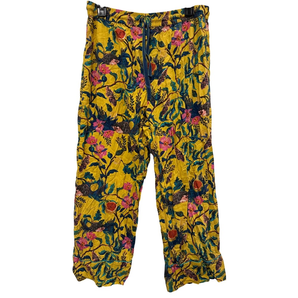 Anthropologie Nathalie Lete Helena Yellow Woodland Hedgehog Pajama Pants Small
